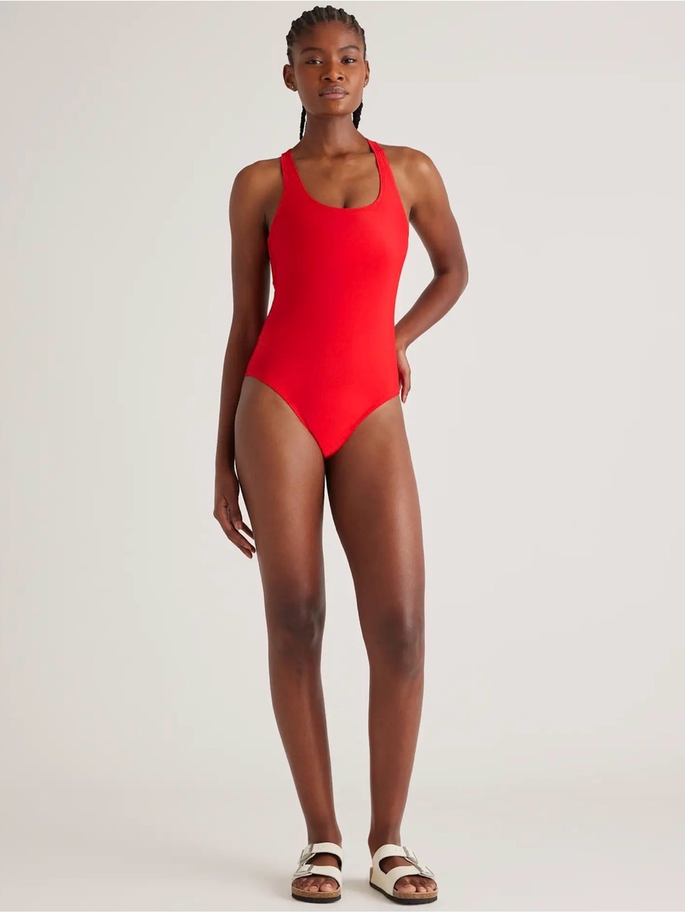 Quince Italian Cross-Back One-Piece Swimsuit Size Medium NWT #0057 in Cherry 🍒
